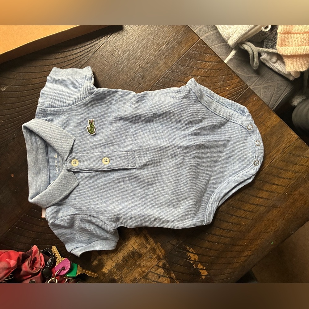 Lacoste Baby Onesie Blue Logo – 6 Months – New With Tags